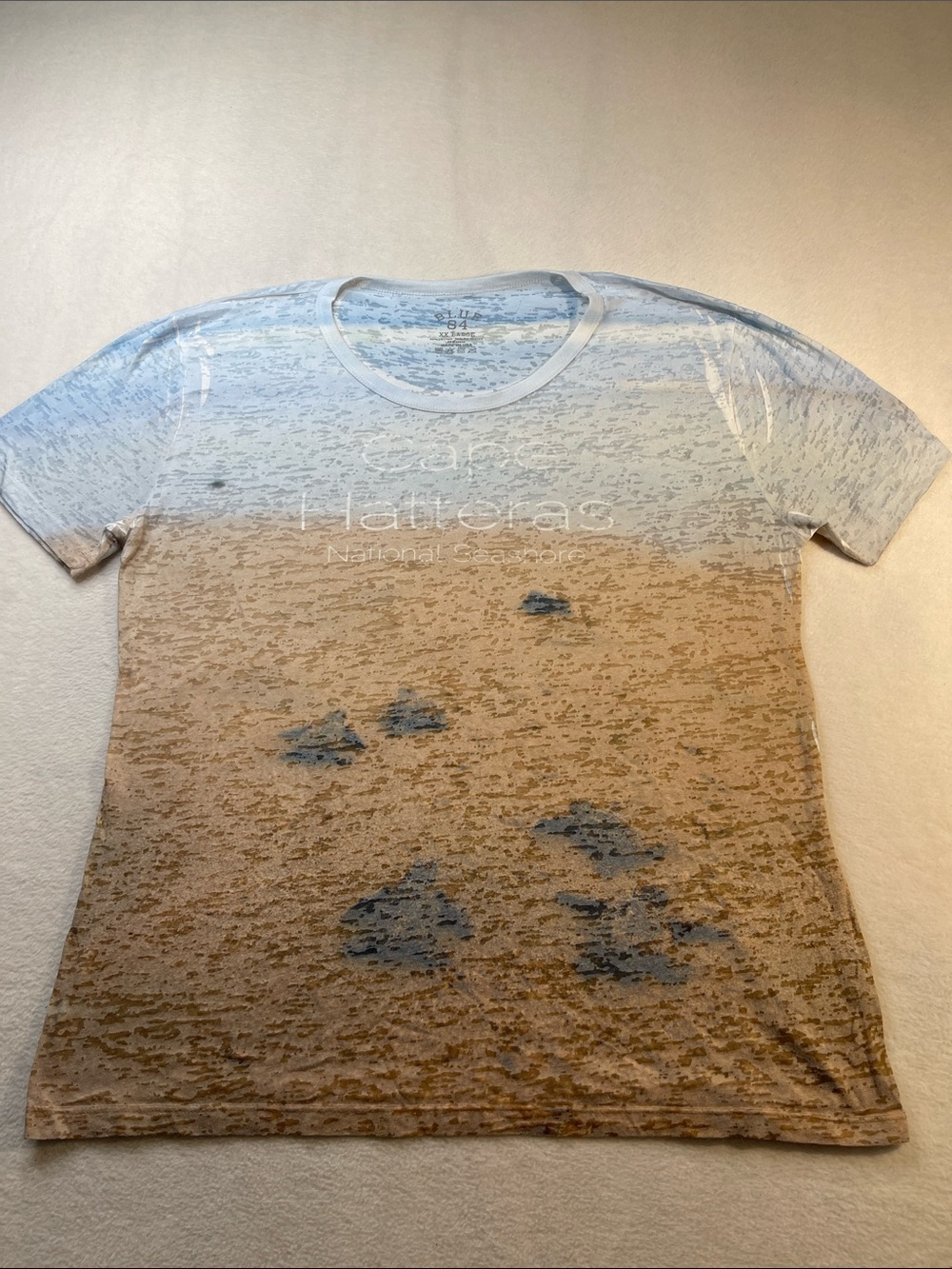 Blue 84 Cape Hatteras Ombre Graphic Tee - Light Blue and Tan WOMENS 2XL